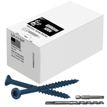 Imagem de GRRRGOOO SCREW Parafusos De Concreto Com Cabeça Torx 1/4 X 1-3/4 - Parafusos De Alvenaria De Aço Para Concreto, Tijolos, Blocos - Parafusos De Concreto Autoatarraxantes Com Broca 3/16 X 3-1/2-100