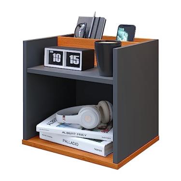 Imagem de Mesa de Cabeceira Madri Quarto Mesinha Apoio Lateral Cama Box Casal Estilo Decoração Retrô 1 Prateleira - Cinza