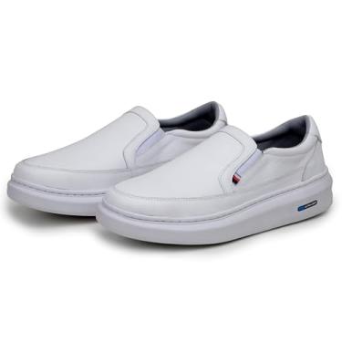 Imagem de Sapatenis Mocassim Masculino Slip On Em Couro 100% Legitimo Tenis Calçar Facil Parra Boots (Branco, BR, Adulto, Numérico, 41)