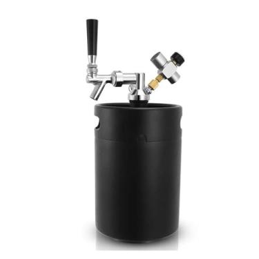 Imagem de Fabricação caseira de cerveja Pressurized Keg System 5L Mini Keg Growler & Beer Faucet & Co2 Regulator Portable Draft Beer Dispenser Acessórios para vinho(Black)