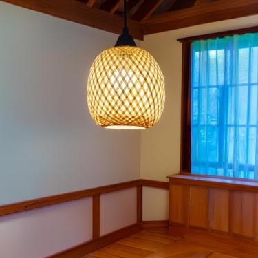 Imagem de Luminária de Teto Lustre Pendente Bambu Maya Rústico 18cm Vime Rattan Trançado Fee Utilidades