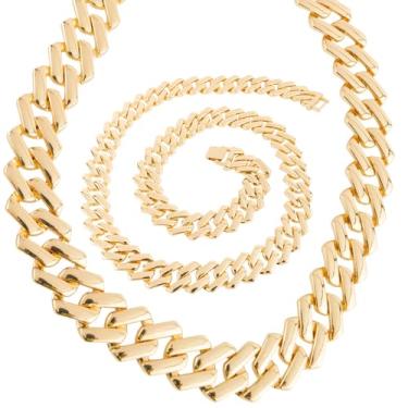 Imagem de TrophySmack Corrente masculina de elos cubanos de ouro/prata, Large, Zinco, Sem Pedra Preciosa