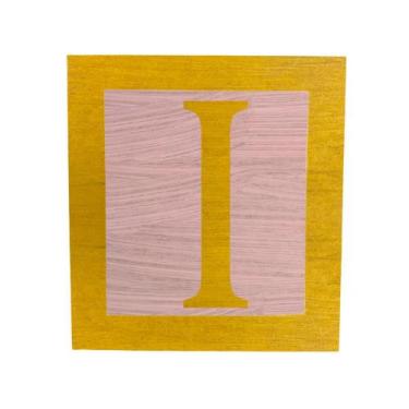 Imagem de Cubo Rosa Letra Amarela com Aplique Festa Chá de Bebê Decoração 8x8x8 