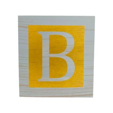 Imagem de Cubo Amarelo Letra Azul Bebê com Aplique Festa Chá de Bebê Decoração 8