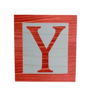 Imagem de Cubo Azul Letra Vermelha com Aplique Festa Chá de Bebê Decoração 8x8x8