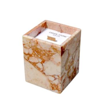 Imagem de Suportes de escova de dentes de mármore realmente luxuosos para banheiro, suporte de escova de maquiagem de mármore 100% natural organizador de bancada (rosa calacattaviola)