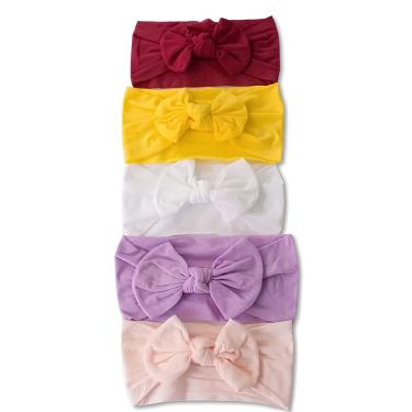 Imagem de Faixinhas de Cabelo Turbantes de Bebê Lacinhos Faixa Grossa Kit com 5 Unidades