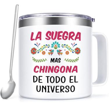 Imagem de Qtencas Mother in Law Gifts, Regalo Para Suegra, La Suegra Mas Chingona De Todo El Universo Caneca de café de aço inoxidável, presente ideal de Natal, aniversário e dia das mães para sogra em espanhol