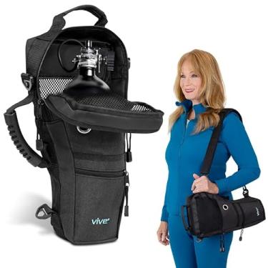 Imagem de Vive Mochila com suporte para tanque de oxigênio - Bolsa de ombro portátil para cilindros de oxigênio - Suprimentos de saúde e acessórios para viagens - leve, alças ajustáveis (média)