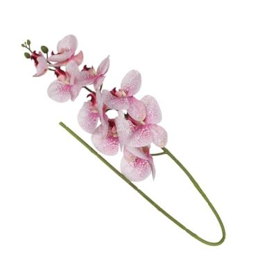 Imagem de Flor Orquídea Artificial com Folhas Decoração Arranjo (Rosa Claro, 3 Unidades)