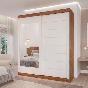 Imagem de Guarda-Roupa Casal 2 Portas de Correr com Espelho 4 Gavetas 235cm 100% MDF Firenze Espresso Móveis