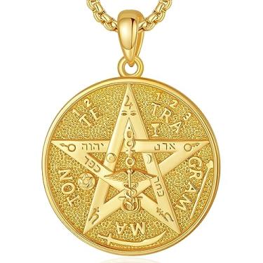 Imagem de EUDORA Colar de prata esterlina tetragrama anel para mulheres e homens, pingente de energia de amuleto pentagrama estrela de Davi vintage, joia Wicca, presente de Dia das Mães Dia dos Pais para marido