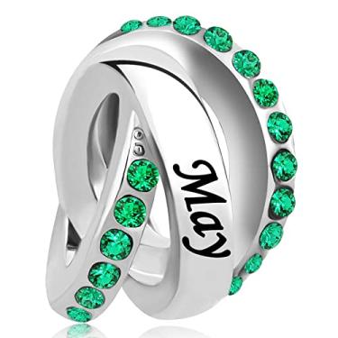 Imagem de MiiFort Berloque feminino com três voltas de pedras de aniversário compatível com pulseiras Pandora presente família aniversário de Natal filha irmã, Metal, Sem Pedra Preciosa