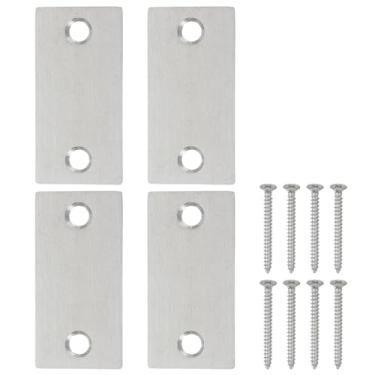 Imagem de PATIKIL Placa de bloqueio de fechadura de 2,8 cm x 5,7 cm, conjunto de 4 placas ajustáveis com parafusos de aço inoxidável para fechaduras eletrônicas Placa de segurança doméstica e de aluguel, prata