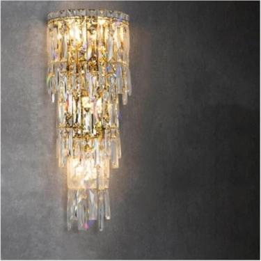 Imagem de Arandela, Luminária de Parede LED Cristal Compatível com Sala de Estar Quarto Cabeceira TV Parede Corredor Villa Moderno Luxo Estilo Ouro Luz Decorativa, Lustres, Ouro-76cm