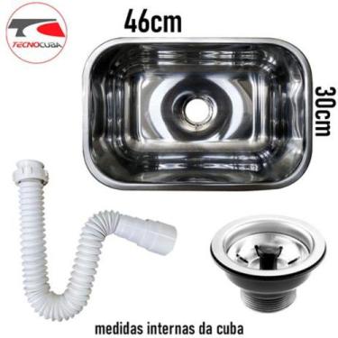 Imagem de Cuba Tecnocuba / MEGANOX Nº1 - 47x30x17 Cm + C/valvula + Sifão