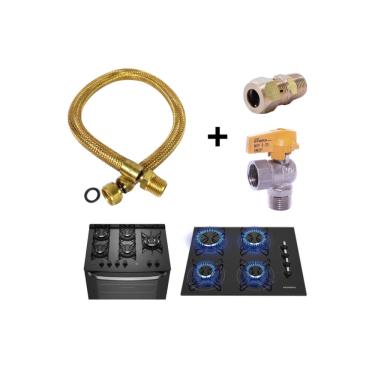 Imagem de Mangueira Gás Encanado 60cm + Registro E Adaptador de Fogão