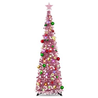 Imagem de Árvore de Natal N&T nieting Pop Up de 5 pés com luzes e 30 bolas