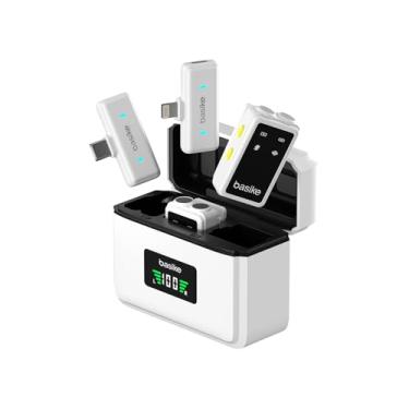 Imagem de Microfone Lapela, Microfone De Lapela Sem Fio, Microfone Para Celular Com à Prova De Vento ReduçãO De Para GravaçãO, Tipo-C e de LIGHTNING, Branco