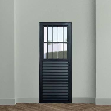 Imagem de Porta de Aluminio Postigo Social 210x80cm Linha Plus Lux-esquadrias Preto