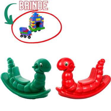 Imagem de 2 Centopéia Brinquedo de Plástico Playground-Minhoca Gangorra Balanço atóxica Com Proteção UV + 50 Pecinhas Educativas