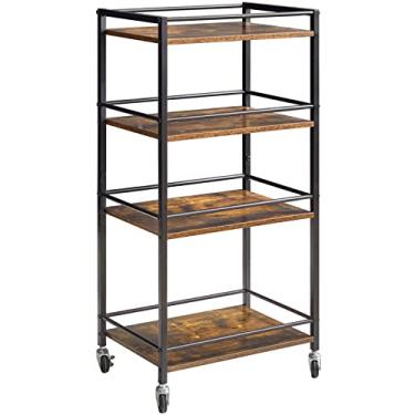 Imagem de IBUYKE Carrinhos de Bar Industriais, Carrinho de Serviço de Armazenamento de Cozinha, Prateleira Móvel de Cozinha, Carrinho de Armazenamento de 4 Camadas para Banheiro, Cozinha, Quarto, Sala de Estar