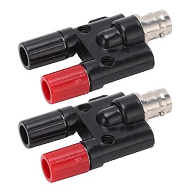 Imagem de BNC Fêmea Dupla Banana Soquete Binding Post RF Coaxial Splitter Adaptador Conector Com ABS Isolamento Habitação e Latão Niquelado Corpo Principal para Equipamentos Eletrônicos e