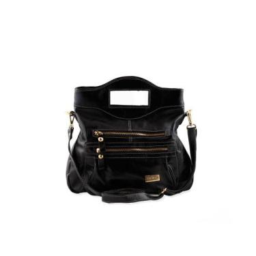 Imagem de Bolsa Transversal Feminina De Couro Legitimo Preta - Betania Couros