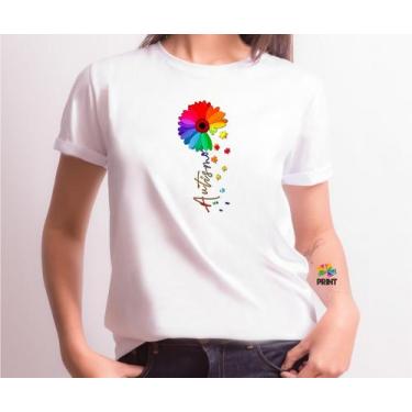 Imagem de Camiseta Adulto Autismo Girassol Colorido Est. 1.42 - Autista Zlprint,