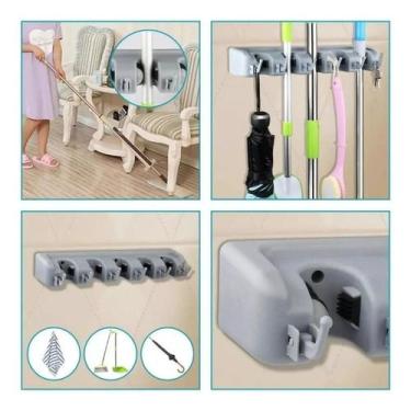 Imagem de Suporte de Vassoura 2 em 1 Multiuso Porta Gancho para Organizador - SU