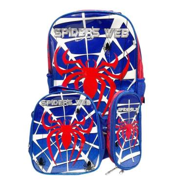 Imagem de Kit Mochila Com Rodinhas E Lancheira + Estojo Spiders Web