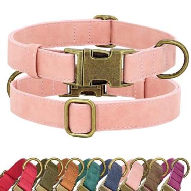Imagem de Coleira para cães Didog Soft Leather Durable com liberação rápida Pink