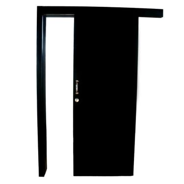 Imagem de Kit Porta de Madeira de Correr Completa 213x60cm Batente 12cm Preto Tx