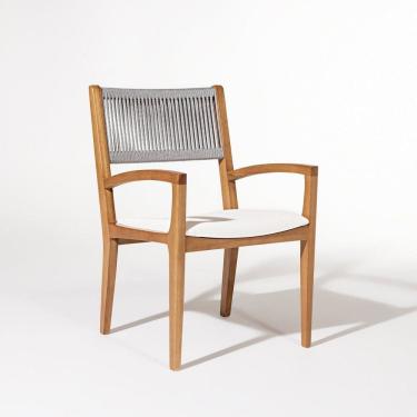 Imagem de Cadeira para Sala de Jantar Linha Tune Verniz Mel/Corda Prata