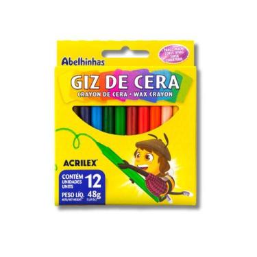 Imagem de kit 4 Caixas de Giz De Cera Macio Escolar Com 12 Cores Cada - Acrilex
