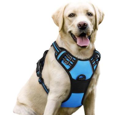 Imagem de Arnês para cães rabbitgoo No Pull ajustável azul para cães grandes