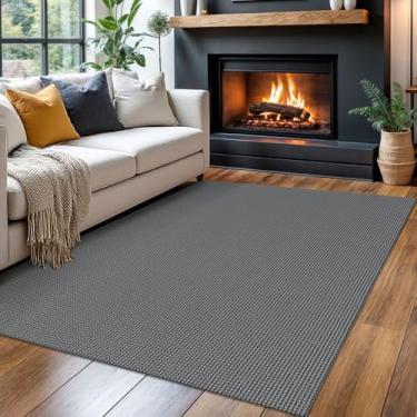 Imagem de Ivissy Tapete de área trançado, 1,2 x 1,8 m, lavável para entrada, antiderrapante, boho, entrada, interior, algodão, quarto, tapete de porta para hall de entrada, quarto, sala de estar, cinza escuro