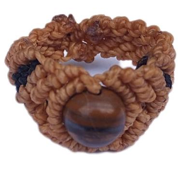 Imagem de Anel Macramê Bege com pedra Olho de Tigre (23)