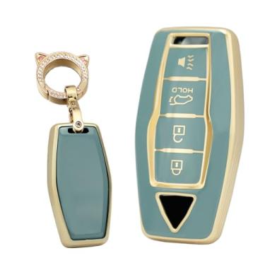 Imagem de TECART Capa de chave de TPU macio para chaves de carro adequada para Mitsubishi Outlander 2021 2022 2023 acessórios de chave 4 botões cinza