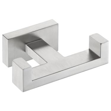 Imagem de Suyar Gancho duplo de toalha de níquel escovado, suporte de toalha de banheiro de aço inoxidável SUS 304, gancho de parede para roupão