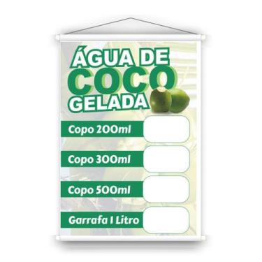 Imagem de Banner em lona para vender e divulgar Água de coco preço editável. Uso