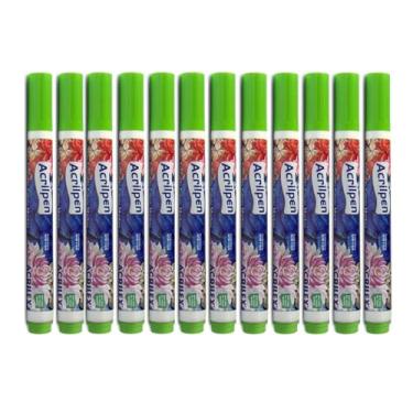 Imagem de Caneta Para Tecido Verde Folha Acrilpen Caixa Com 12 Canetas 510 Acrilex Pintura Permanente Personalização Ideal Para Personalizar E Detalhar Seus Projetos De Tecido