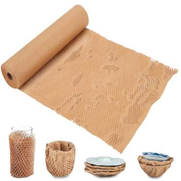 Imagem de Papel de embalagem de favo de mel, alternativa de substituição de papel de embalagem de 38 cm x 76 m para embalagem de amortecimento de bolhas para transporte de transporte, suprimentos de mudança