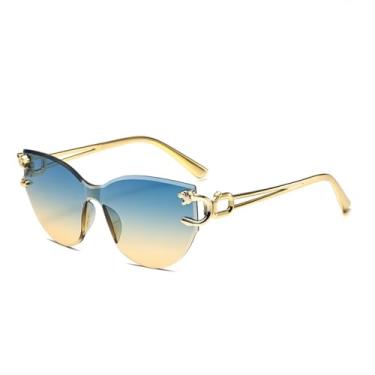 Imagem de HPIRME Óculos de sol sem armação, óculos de sol de luxo leve com formato degradê (tamanho único/C6)