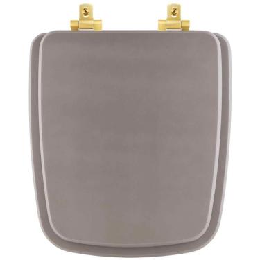 Imagem de Assento Sanitário Mdf Soft Close Boss Stone (Cinza Fosco) Para Vaso Incepa Com Ferragem Dourada