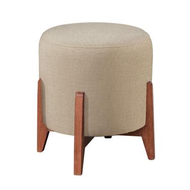 Imagem de Puff Banqueta Thor Luxo Madeira Maciça Castellar Móbile Linho Bege