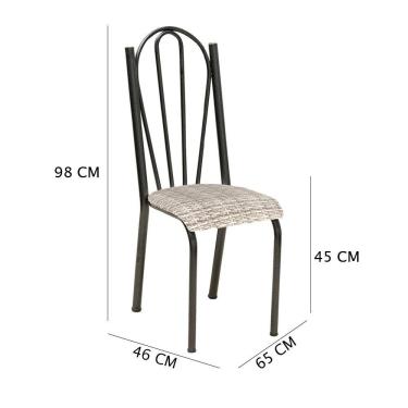 Imagem de Kit 8 Cadeiras De Cozinha Alasca Estampado Rattan Pés De Ferro Cromo Preto - Pallazio