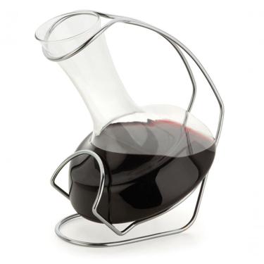 Imagem de Decanter De Vinho De Vidro Com Suporte 900 Ml Decantador Aerador Adega Bar Wine Fácil De Servir