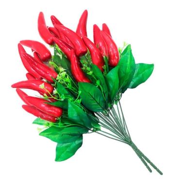 Imagem de Kit 4 Ramos Decoração Arranjo Pimenta Artificial Plástico 12 Galhos Cada 45cm