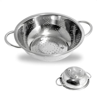 Imagem de Escorredor De Massas Aço Inoxidável Inox Macarrão Alimentos Com Alça 24cm